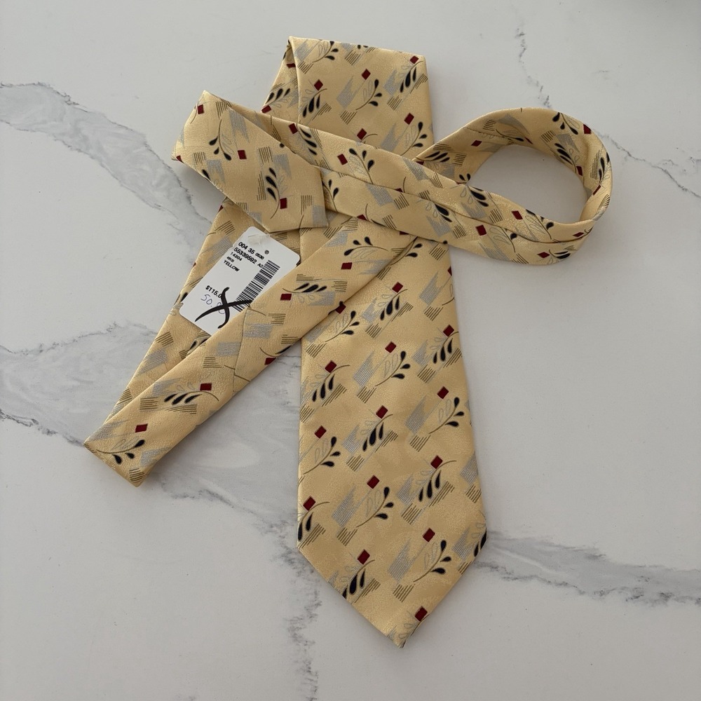 NEW Italo Ferretti Gold Floral Necktie Silk Tie Mens Italy